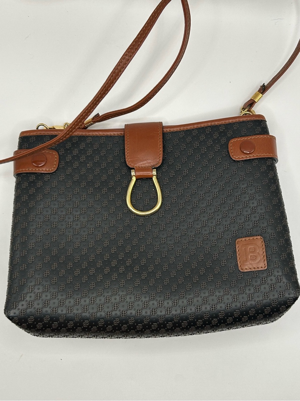 Bally Vintage B Embossed Monogram Crossbody Bag